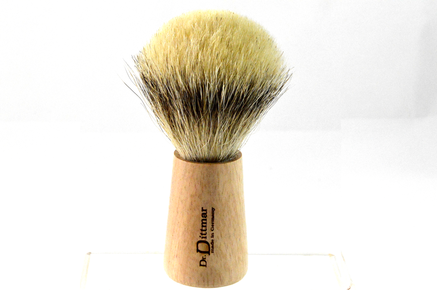 Mango wood shaving brush, plucked badger, conical