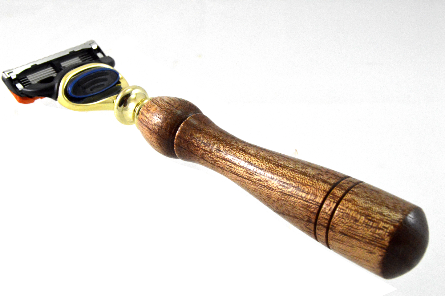 Gold Rasierer für Fusion Klingen mit Holz & Messing Griff EASY