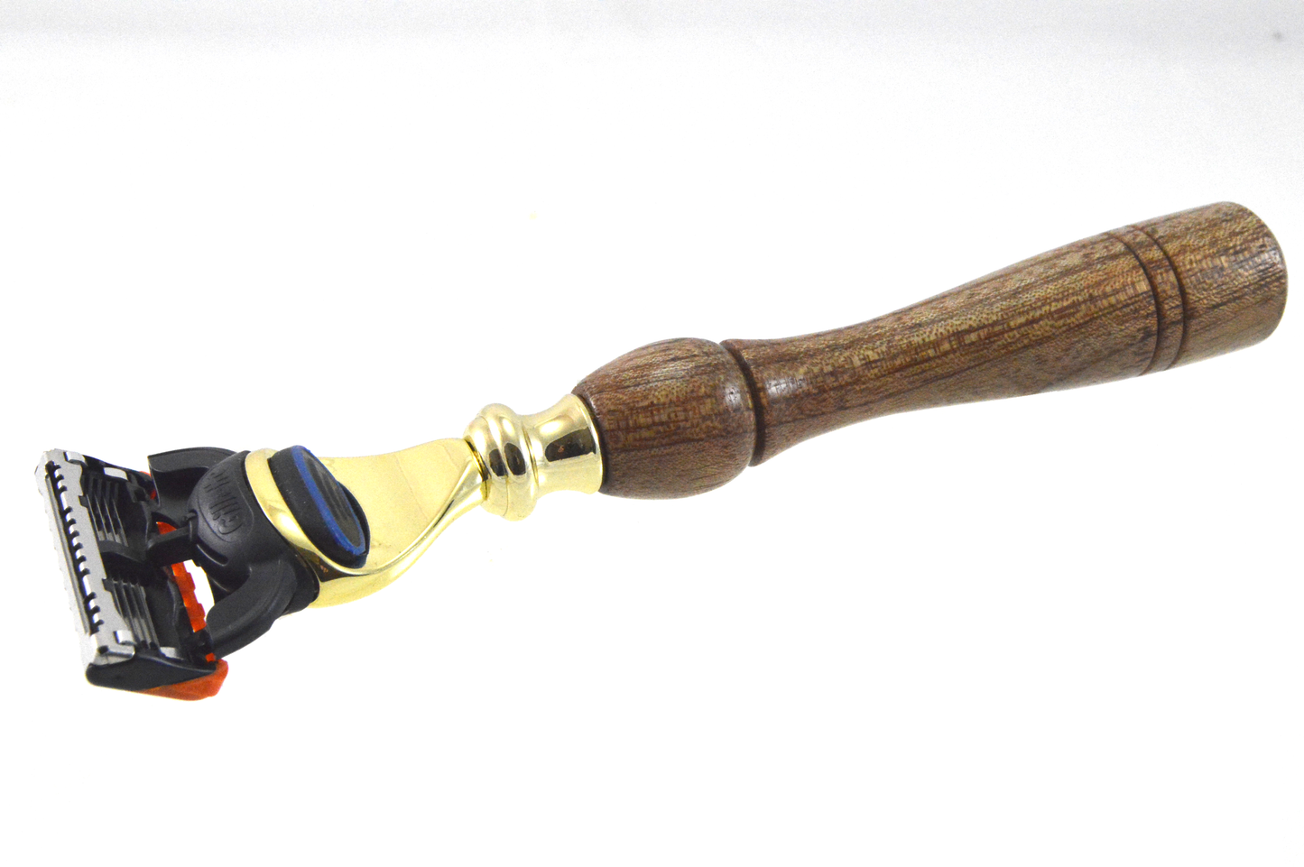 Gold Rasierer für Fusion Klingen mit Holz & Messing Griff EASY