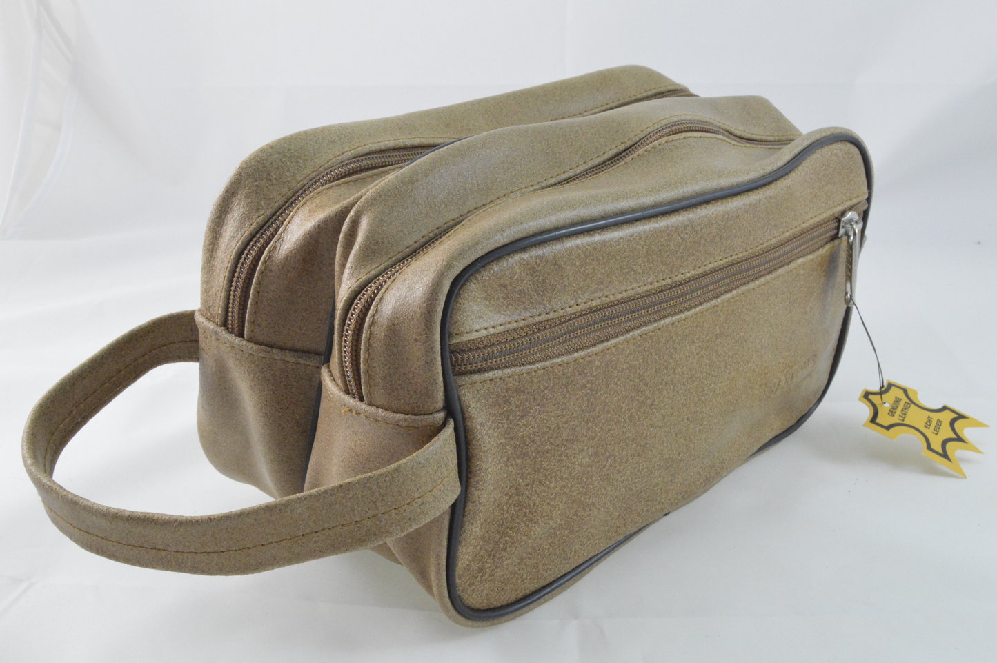 Handtasche oder Kulturtasche mit drei Fächern aus weichem Rindleder Vintage style