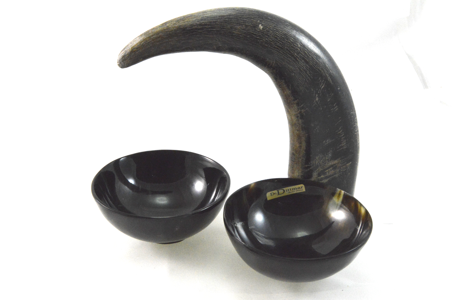 Rasierseifenschale aus Büffelhorn glanzpoliert mit Fuß / 10cm Durchmesser