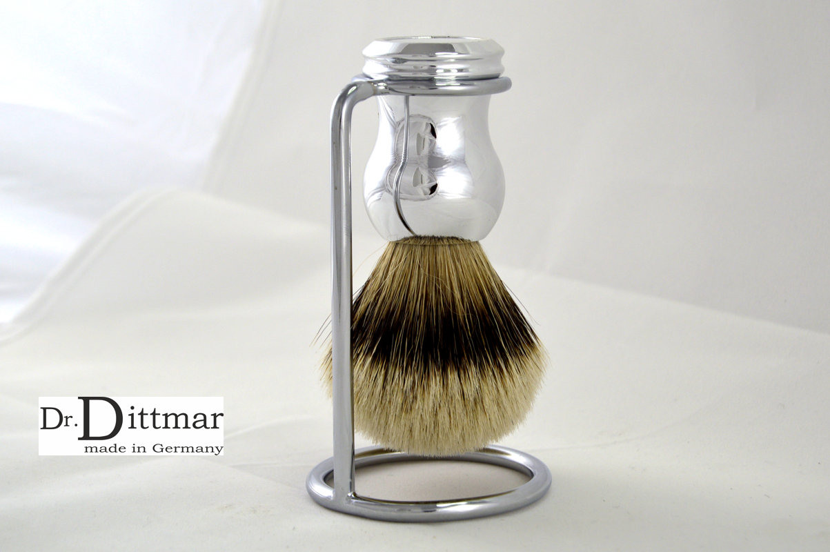Classic style shaving brush SILVER - Premium silvertip