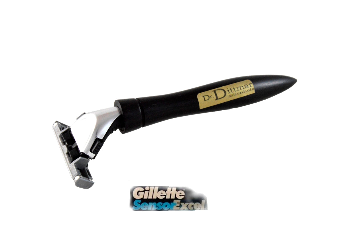 Ebony razor with original Gillette Sensor blade holder