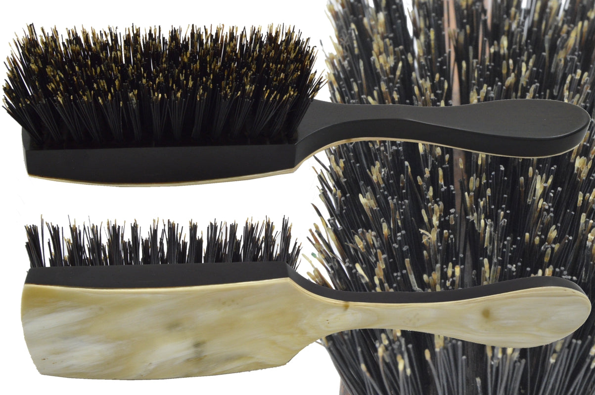 Luxus Pflegebürste gerade 7-reihig Ebenholz und Horn