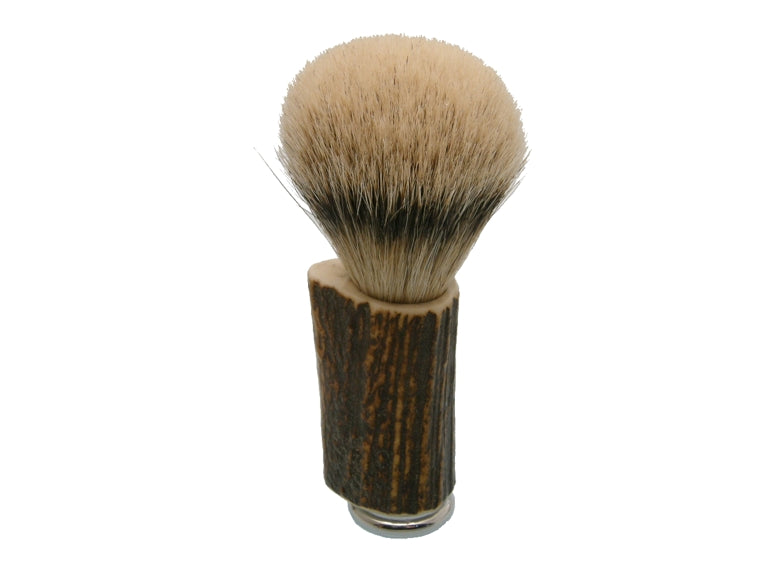 Stag horn shaving brush with long handle