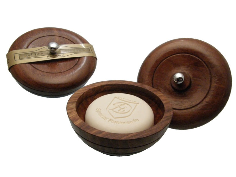 Dr. Dittmar special shaving soap in rosewood shaving bowl