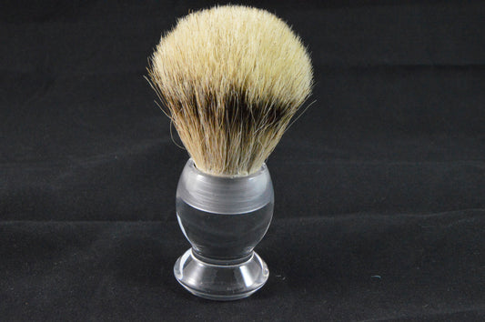 Extra large shaving brush acrylic crystal clear with holder