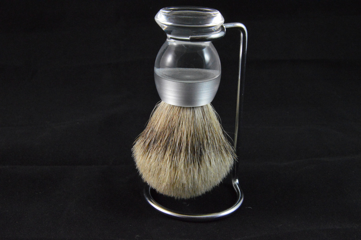 Extra large shaving brush acrylic crystal clear with holder