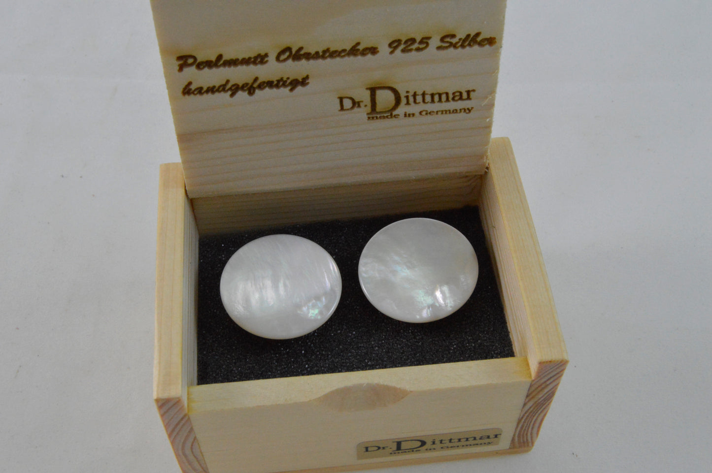 Ohrstecker echt Perlmutt mit 925 Silber Stecker / Modell Linse groß